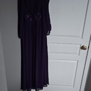 Ever Pretty Deep Purple Long Sleeve Dress